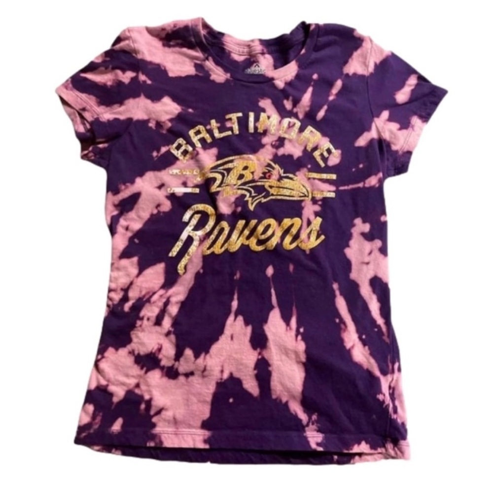Baltimore Ravens Tie Dye Shirt Women's Size Large Pink Purple Upcycled OOAK NFL